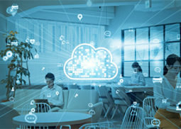 Cloud computing concept. Software as a Service. SaaS. Communication network.