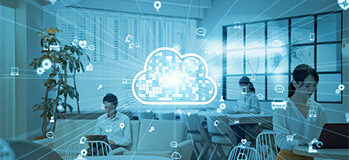 Cloud computing concept. Software as a Service. SaaS. Communication network.