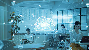 Cloud computing concept. Software as a Service. SaaS. Communication network.